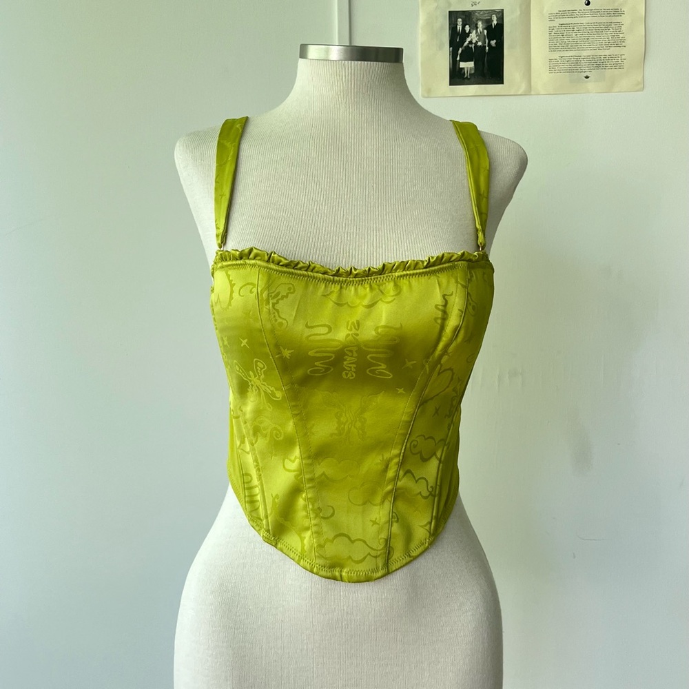 Green heavenly musings jacquard satin bustier